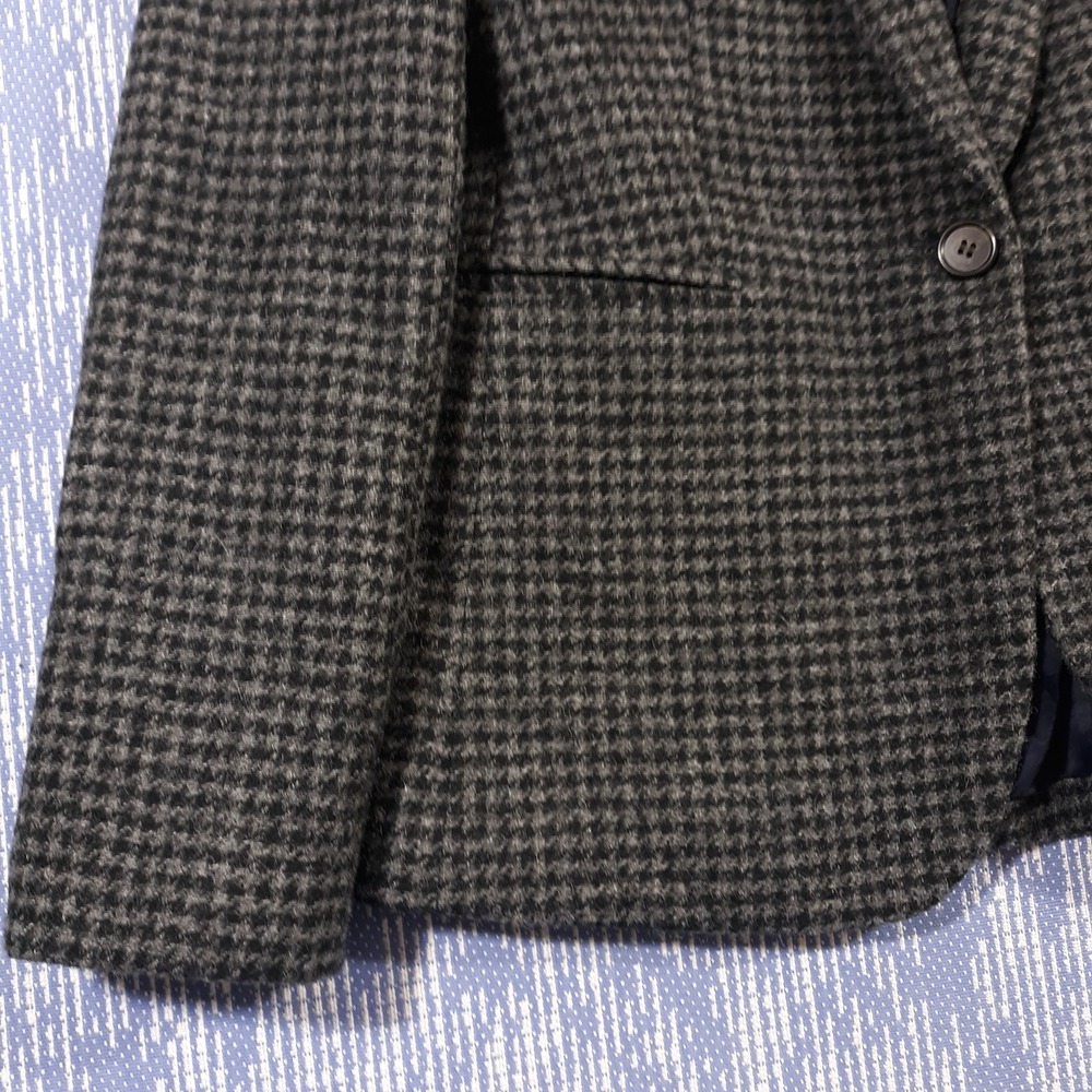 J.CREW Parke Blazer Houndstooth Plaid Wool Black Gray Womens Size 10 Style J4861 - Picture 2 of 16
